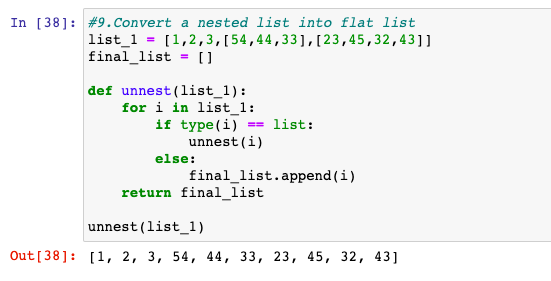 Convert a nested list in a flat list