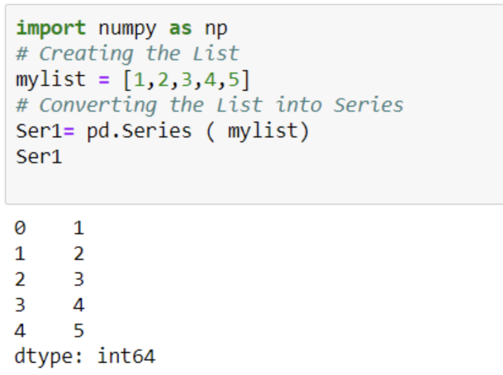 create a Series from a numpy array